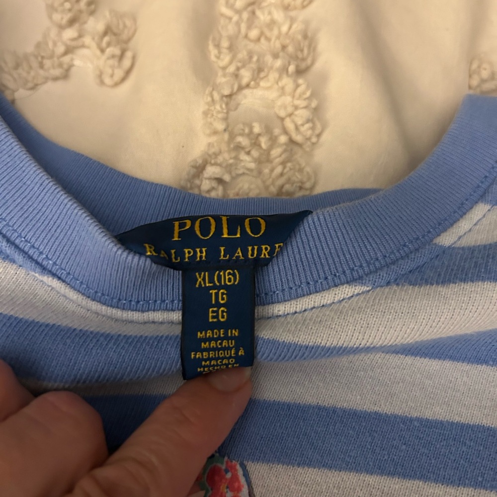 Ralph Lauren kids size 16 striped teddy bear sweatshirt